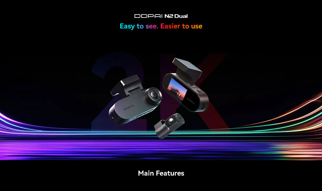 2K Front 1080P Rear Dash Cam DDPAI N2 Dual Night Vision Hidden Car Recorder Parking Monitoring