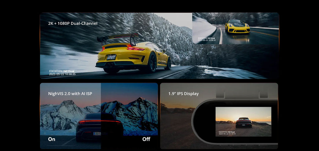 2K Front 1080P Rear Dash Cam DDPAI N2 Dual Night Vision Hidden Car Recorder Parking Monitoring