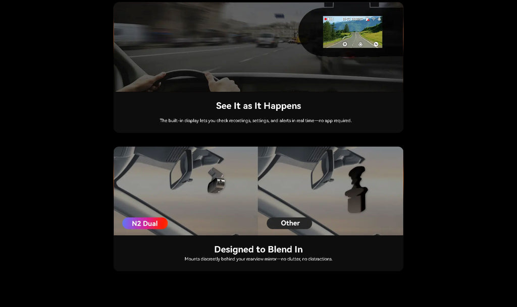 2K Front 1080P Rear Dash Cam DDPAI N2 Dual Night Vision Hidden Car Recorder Parking Monitoring