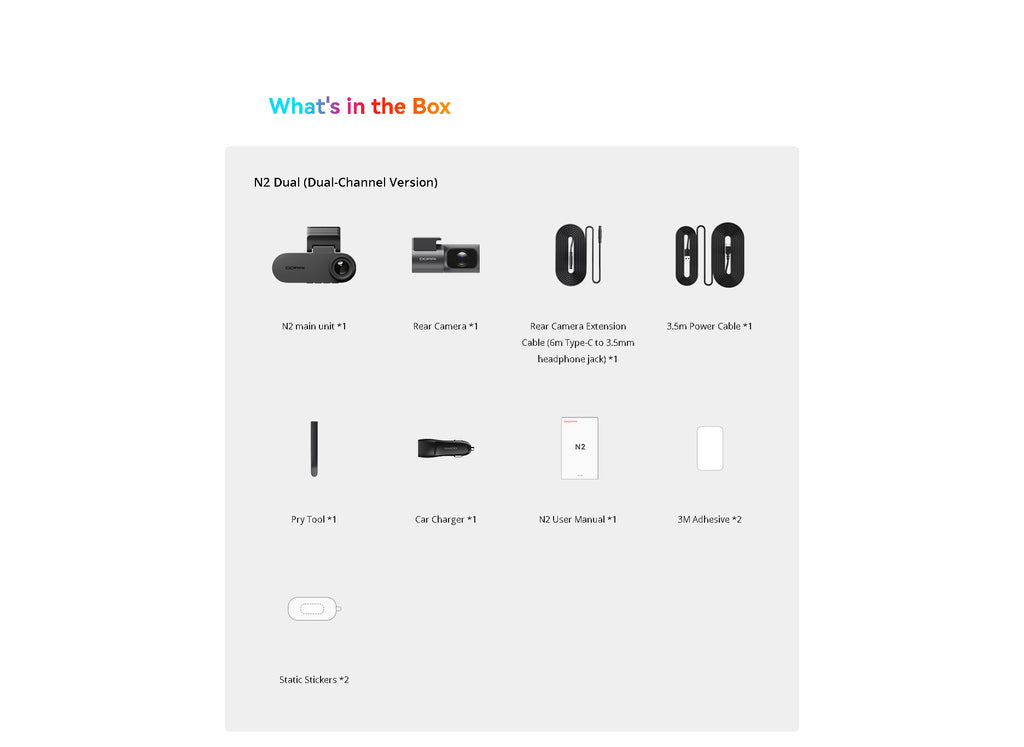 2K Front 1080P Rear Dash Cam DDPAI N2 Dual Night Vision Hidden Car Recorder Parking Monitoring