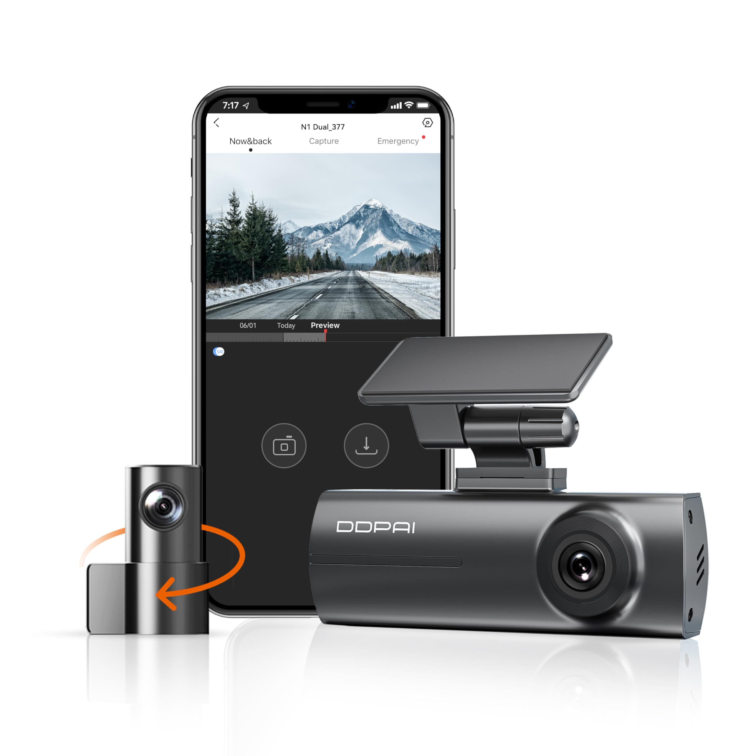 Front & Interior Dual Dash Cam 1296P 135° Wide Angle Car Recorder With Parking Monitoring