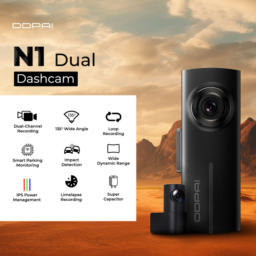 Front & Interior Dual Dash Cam 1296P 135° Wide Angle Car Recorder With Parking Monitoring