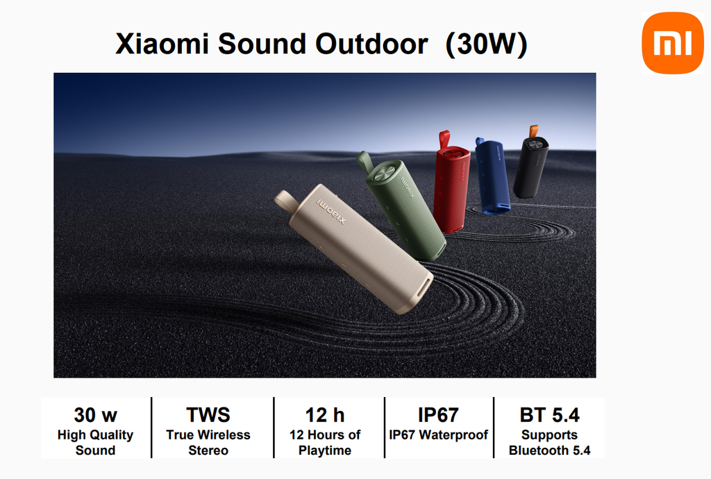 30W Xiaomi Sound Outdoor Waterproof Bluetooth Speaker IP67, 12 Hours Playtime TWS Stereo Portable Party Speaker