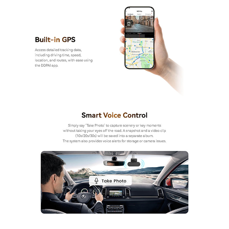 DDPAI N5 Pro Dual Channel Dash Cam 4K+2K Front Rear Camera, 3K 60fps, NightVIS 2.0, Radar Parking Monitor, Super Capacitor, 5GHz WiFi6