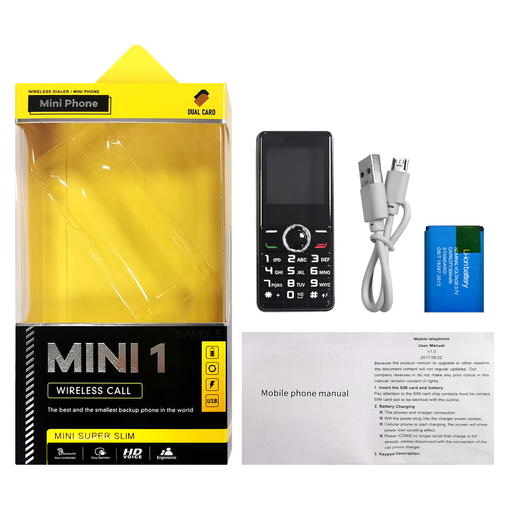 2G Mini GSM Phone Dual Nano SIM Ultra Light Pocket Backup Mobile With Laser Pointer & Flashlight